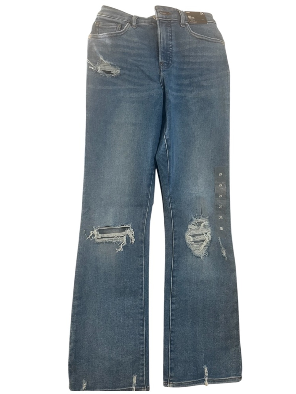 Dark Blue Distressed High-Rise Jeans